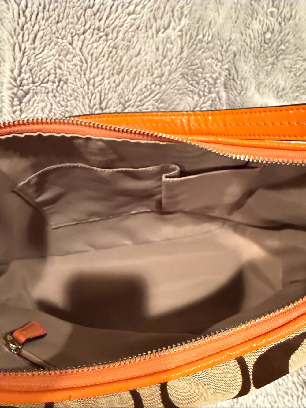 COACH Signature Stripe Convertible Hobo Bag Khaki Orange F21873 - Picture 13 of 13
